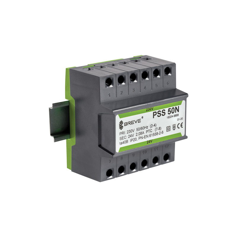 PSS  50N 230/ 12V transformator na szynę DIN Breve