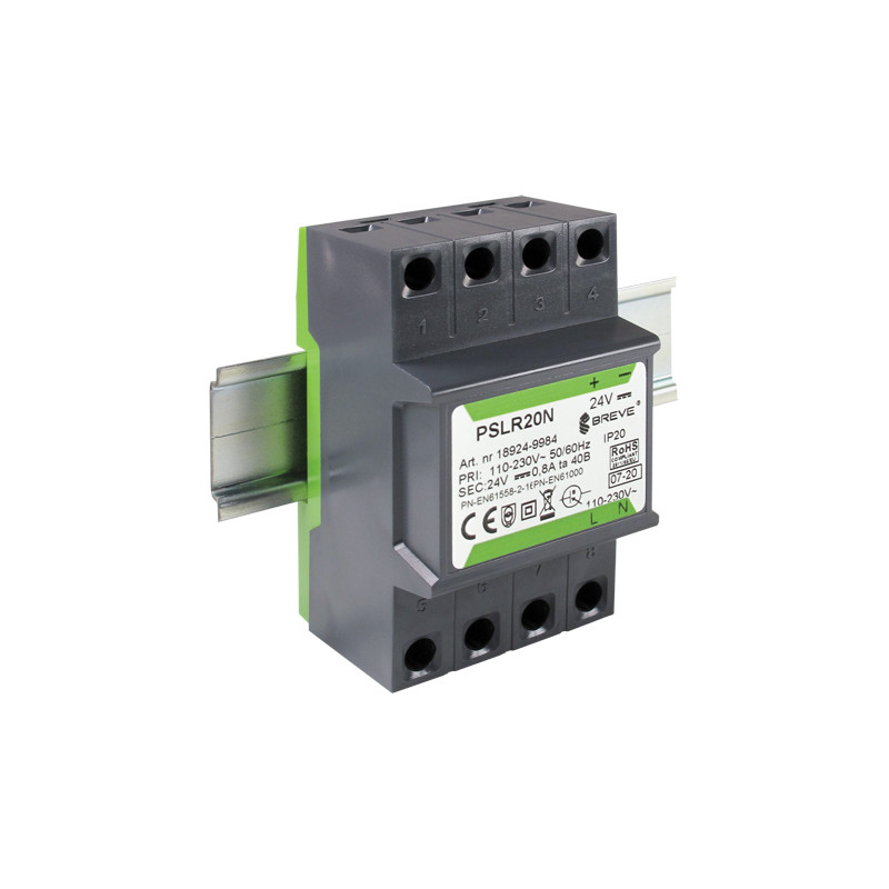 PSLR 20N 230/ 12VDC 1,6A 20W modułowy impulsowy zasilacz Breve