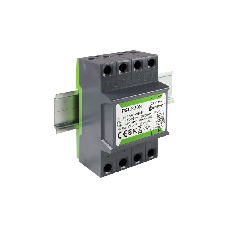 PSLR 30N 230/ 24VDC 1,25A 30W modułowy impulsowy zasilacz Breve